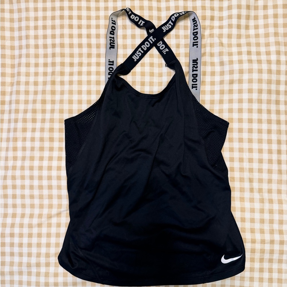 Nike Women's Black Tank Top with Logo Straps